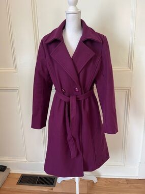 Women’s Belted Purple Wool-Blend Coat
